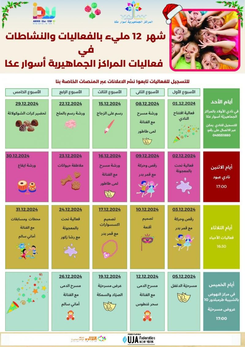 اليكم باقة دورات الأطفال في المراكز الجماهيرية أسوار عكا...