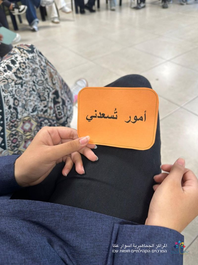 فعالية " كيفية عرض الذات أمام الجمهور " لشبيبة المراكز الجماهيريّة أسوار عكا. فعالية " كيفية عرض الذات أمام الجمهور " لشبيبة المراكز الجماهيريّة أسوار عكا.